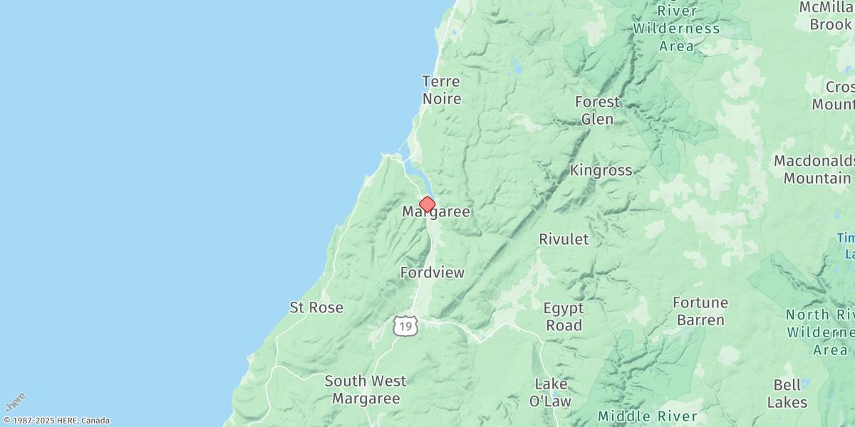 Map of EAST MARGAREE BRIDGE