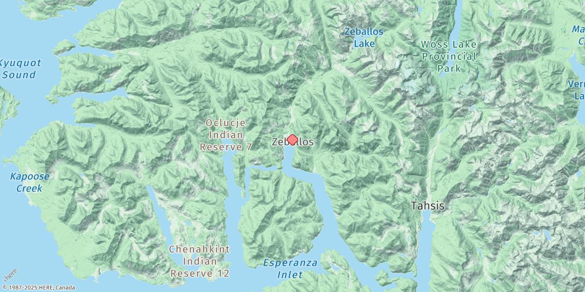 Map of Zeballos
