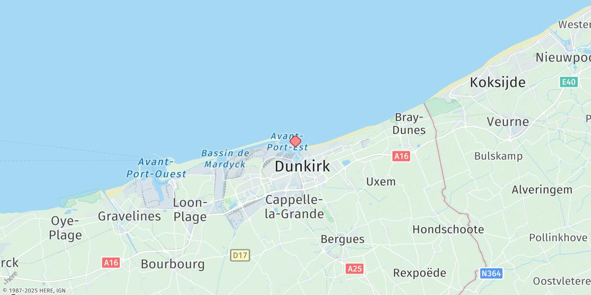 Map of Dunkerque