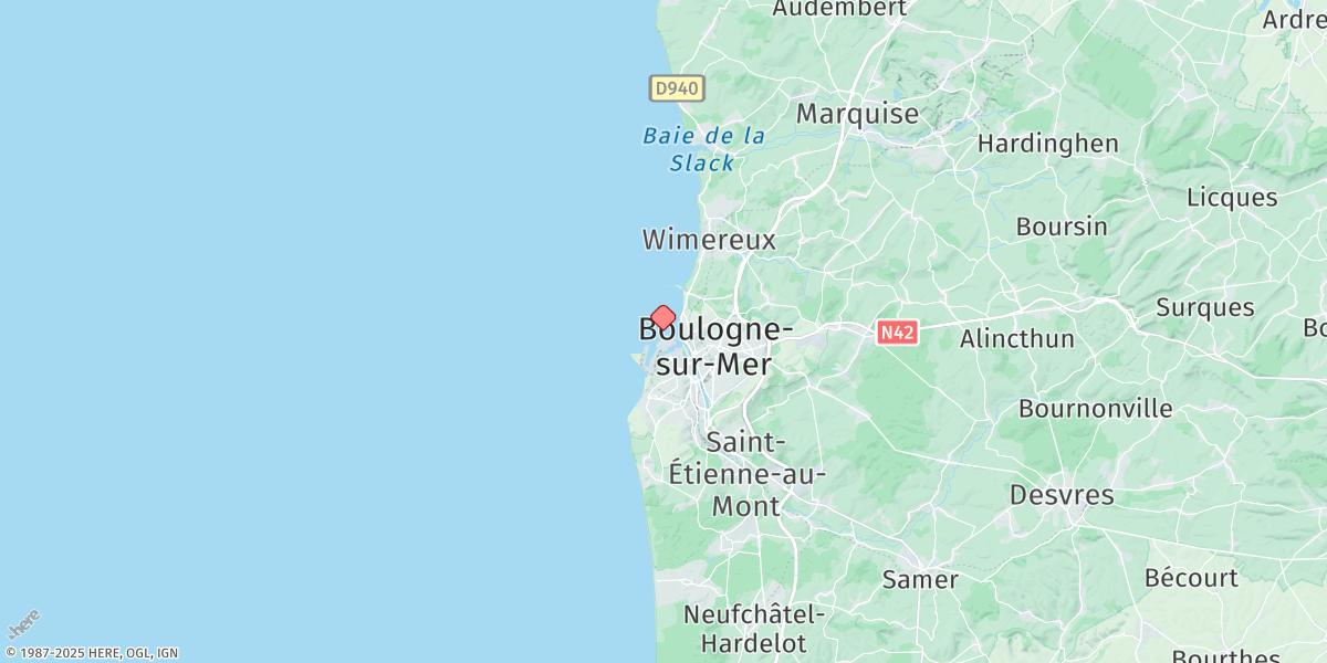 Map of Boulogne-sur-mer