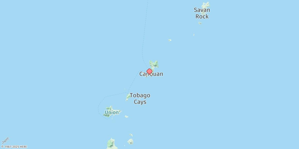 Map of Canouan (Charlestown Bay)