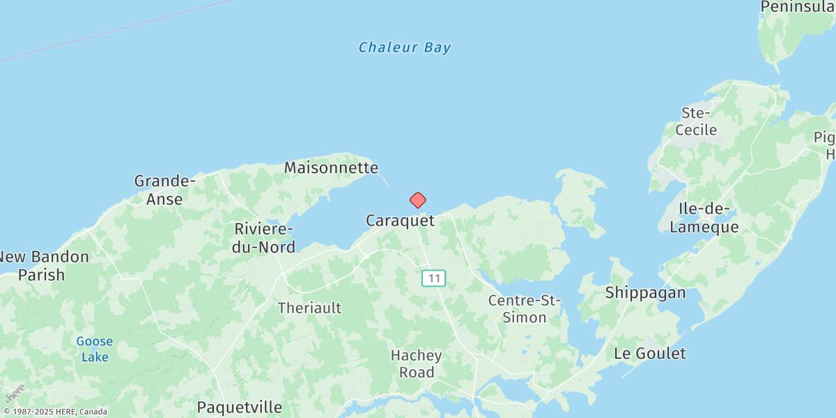 Map of Caraquet