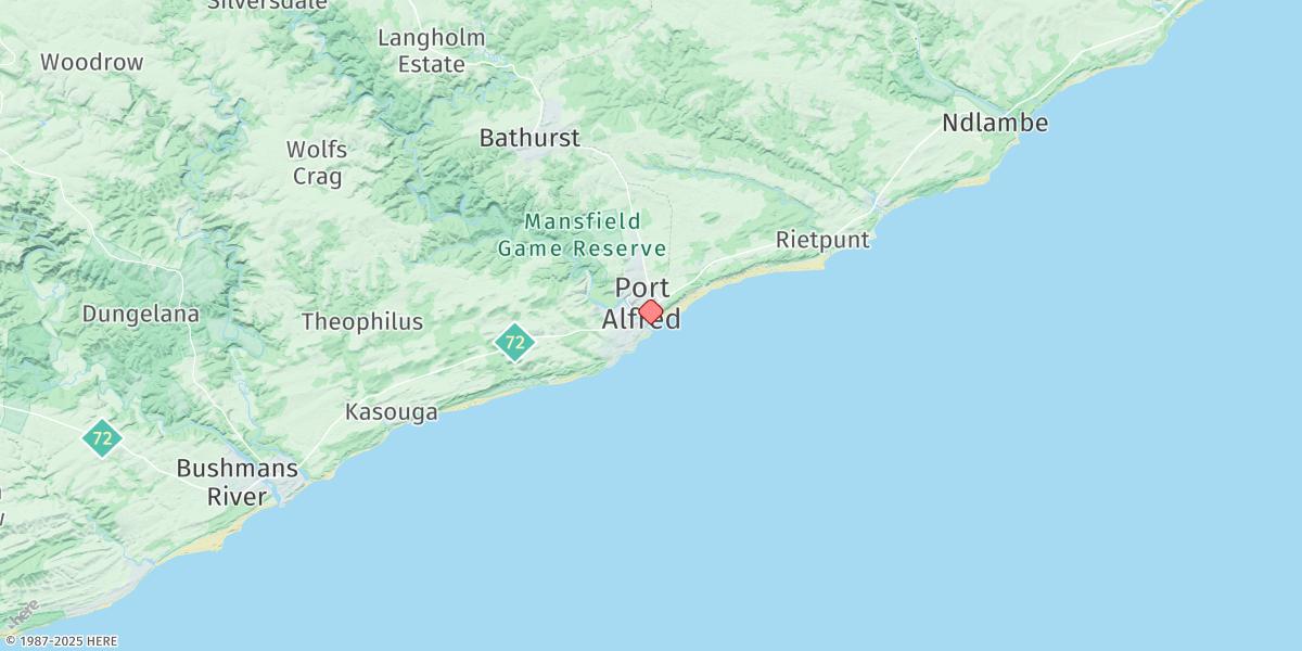 Map of Port Alfred, South Africa