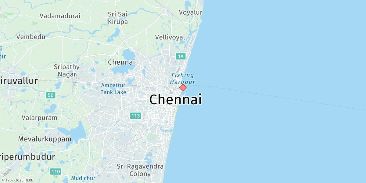 Map of Chennai (Madras)