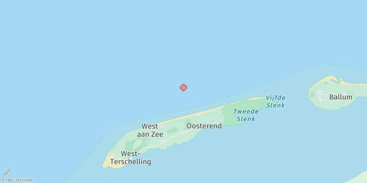 Map of Terschelling Noordzee