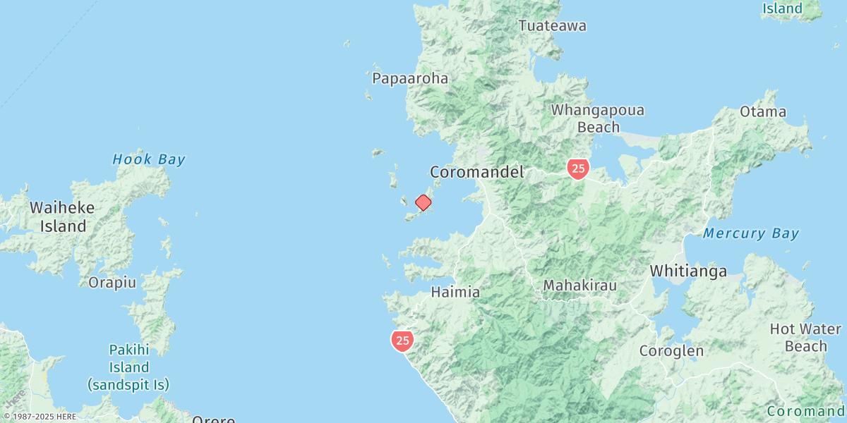 Map of Coromandel Harbour - Whanganui Island