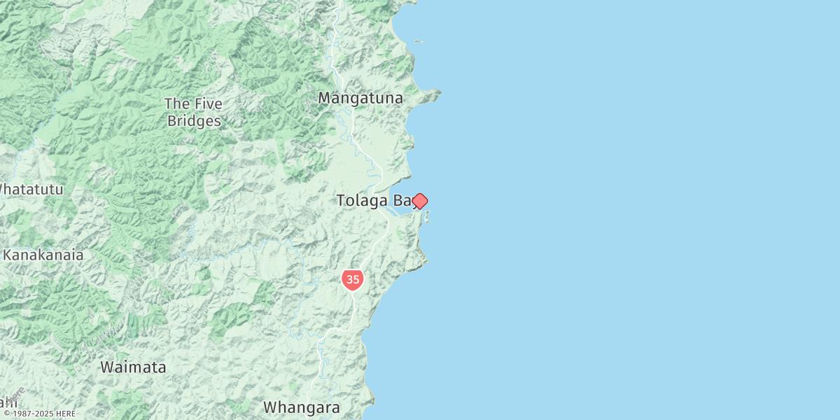 Map of Tolaga Bay - Cooks Cove