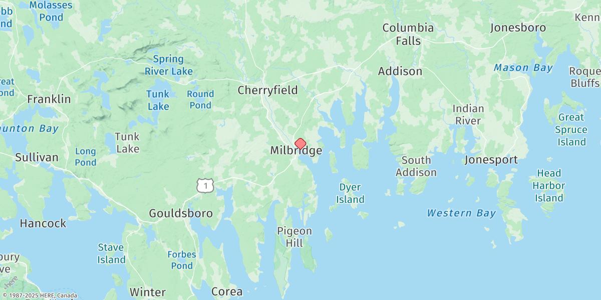 Map of Millbridge, Narraguagus River