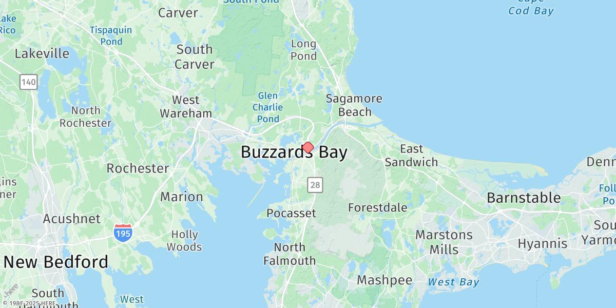 Map of Cape Cod Canal, Bourne Bridge