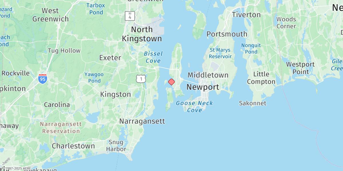 Map of West Jamestown, Dutch Island Harbor