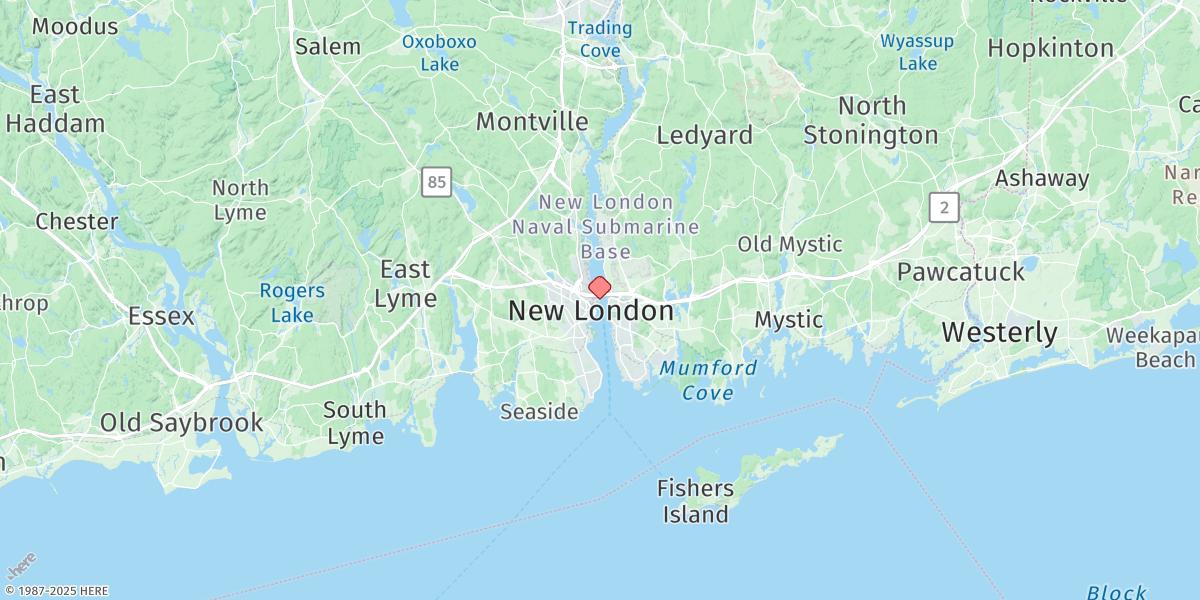 Map of New London, State Pier
