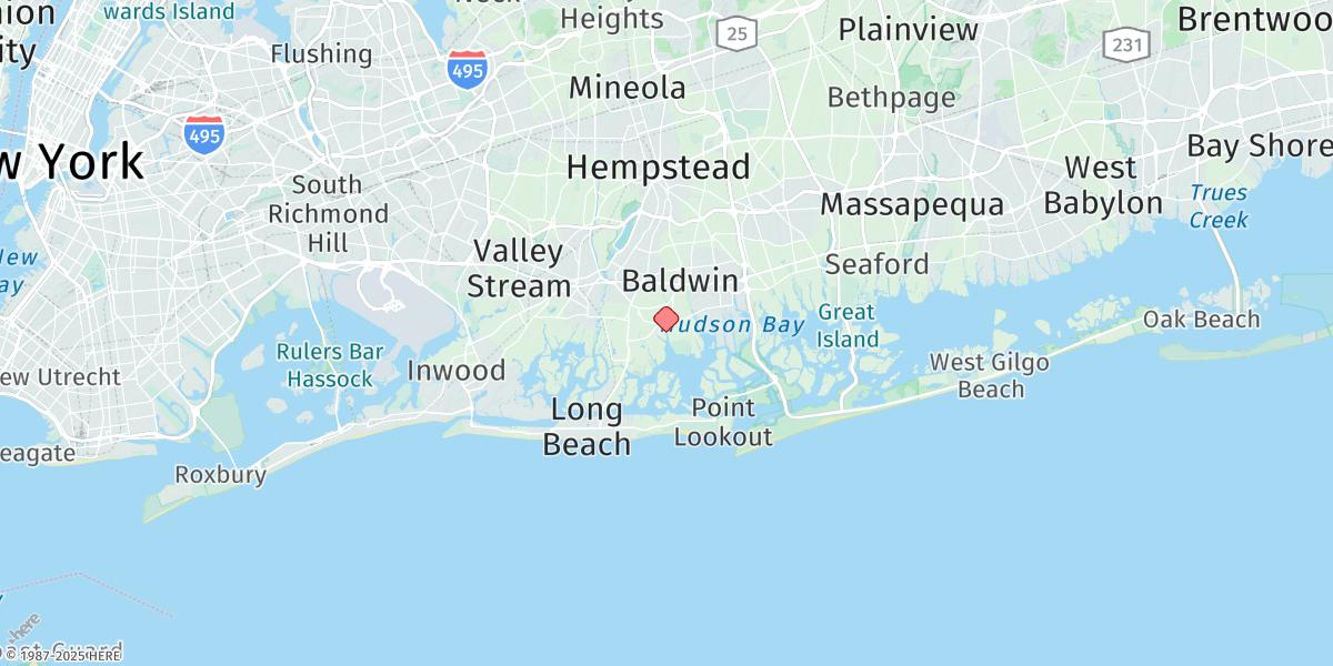 Map of Baldwin, Parsonage Cove, Hempstead Bay