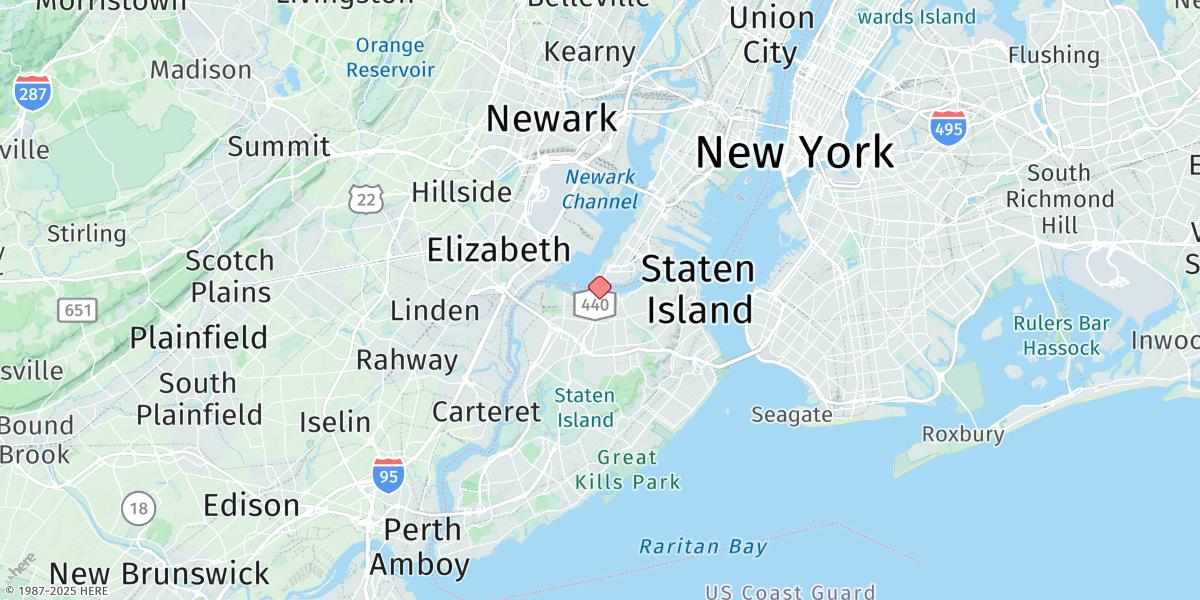 Map of Bayonne Bridge, Staten Island