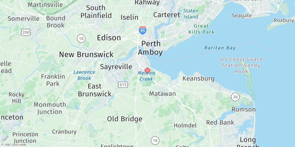 Map of Cheesequake Creek, Garden State Parkway