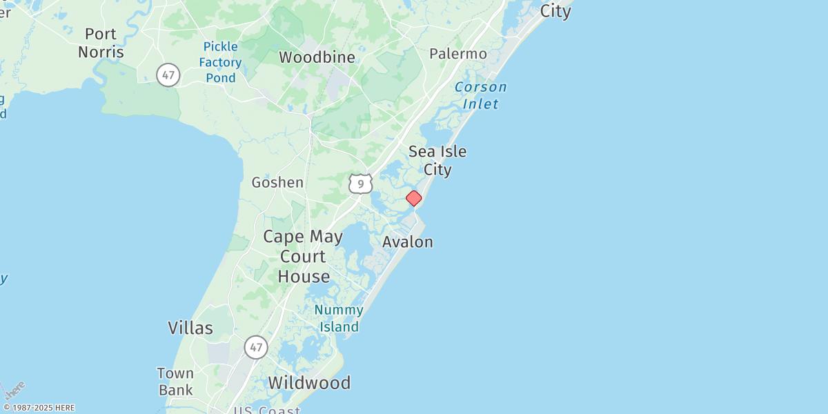 Map of Ocean Drive Bridge
