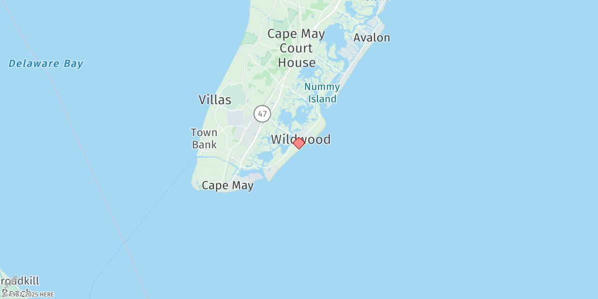 Map of Wildwood Crest, Ocean Pier