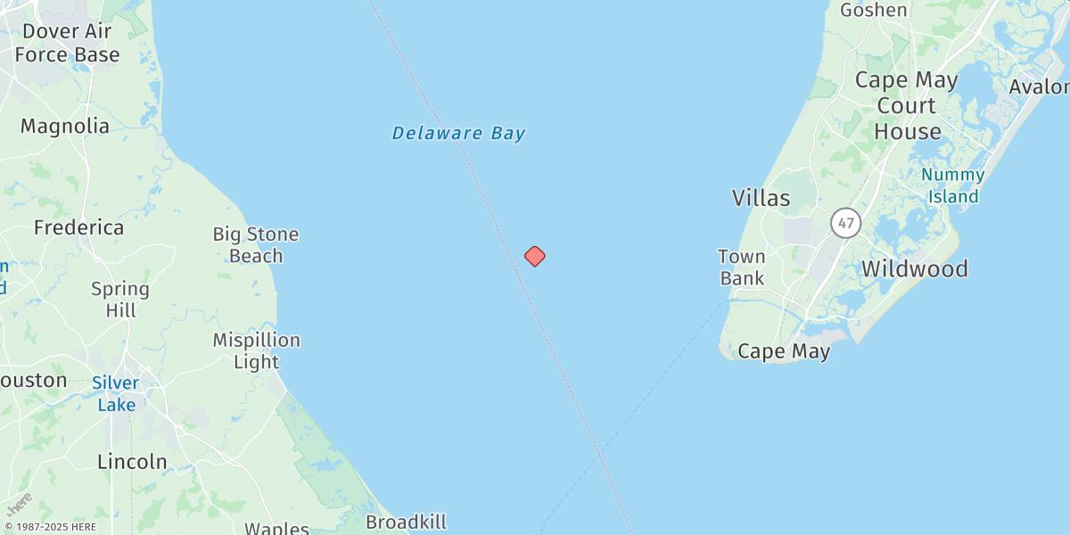 Map of Brandywine Shoal Light