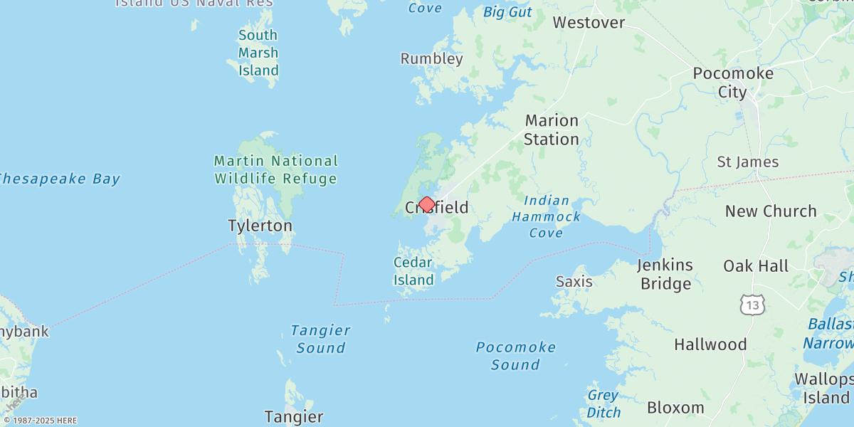 Map of Crisfield, Little Annemessex River