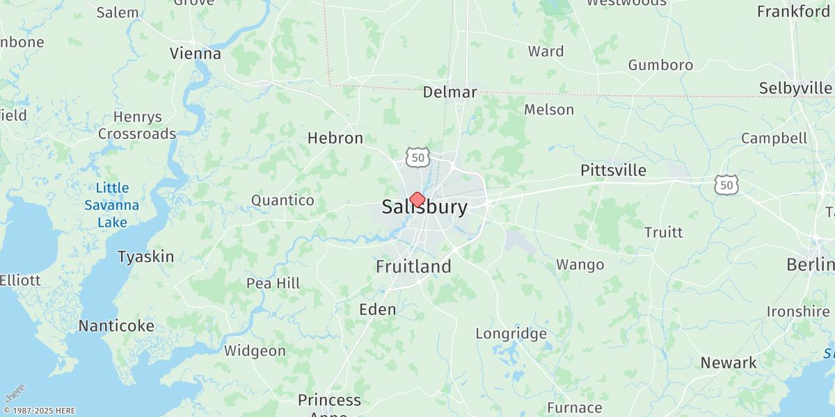 Map of Salisbury, Wicomico River