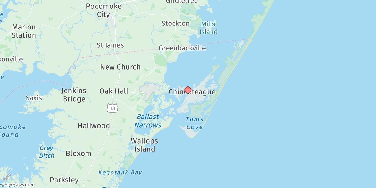 Map of Chincoteague Island, Uscg Station