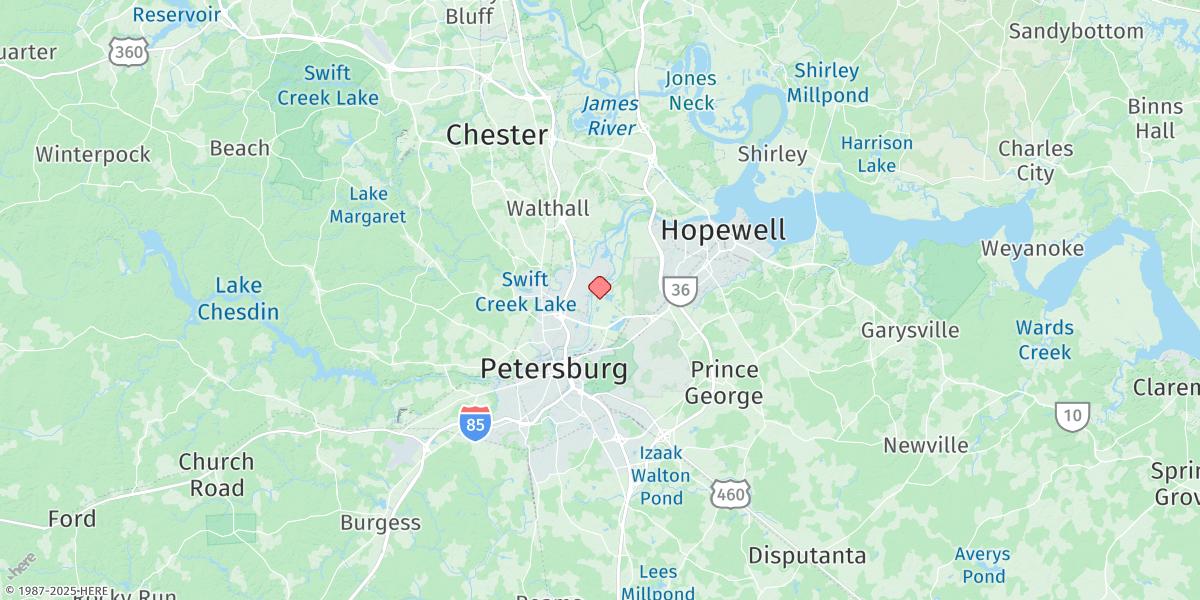 Map of Puddledock, Appomattox River