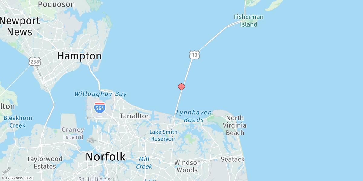 Map of Chesapeake Bay Bridge Tunnel