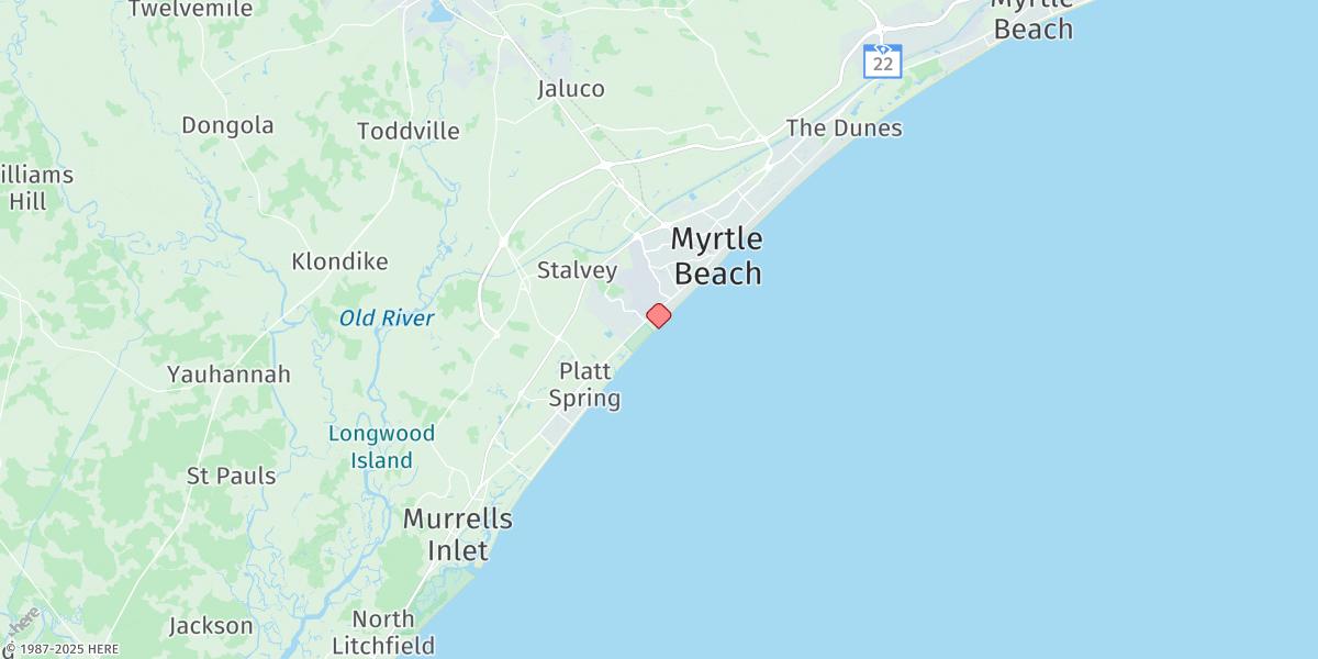 Map of Myrtle Beach, Springmaid Pier