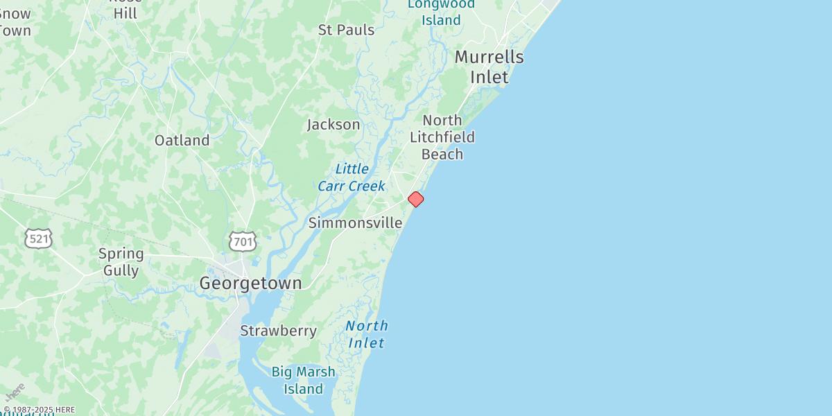 Map of Pawleys Island Pier (Ocean)
