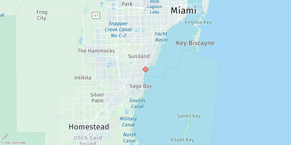 Map of Cutler, Biscayne Bay