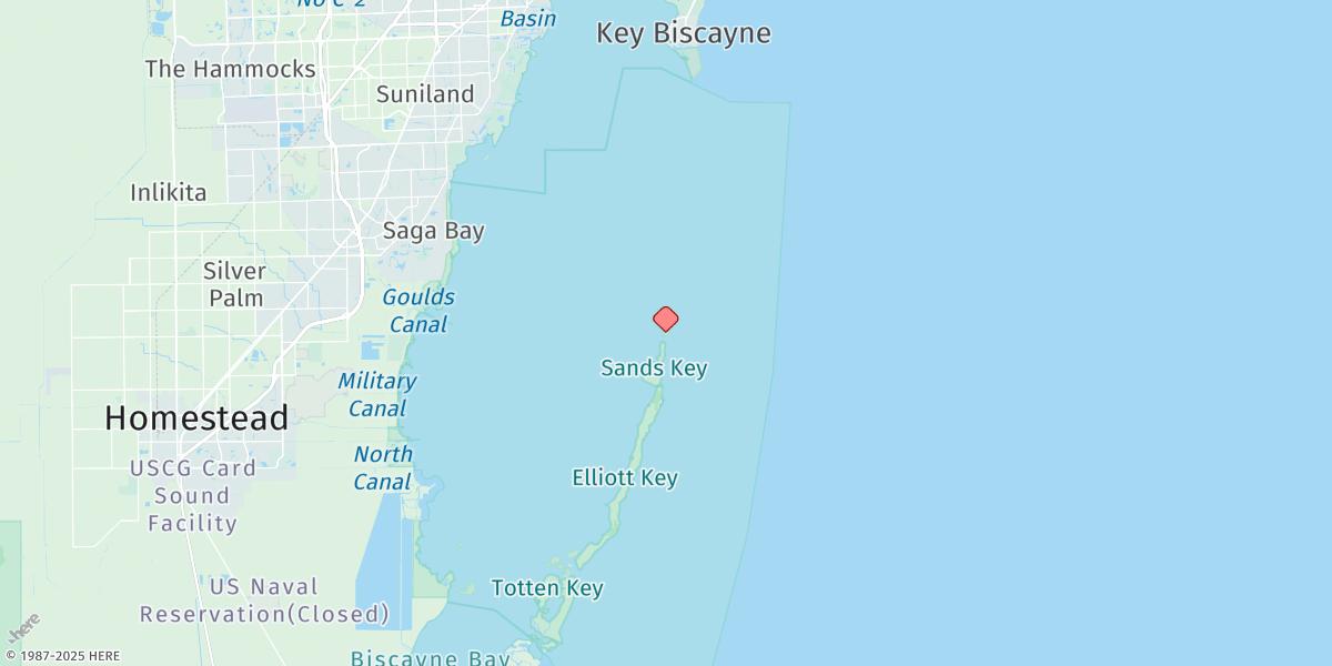 Map of Boca Chita Key, Biscayne Bay