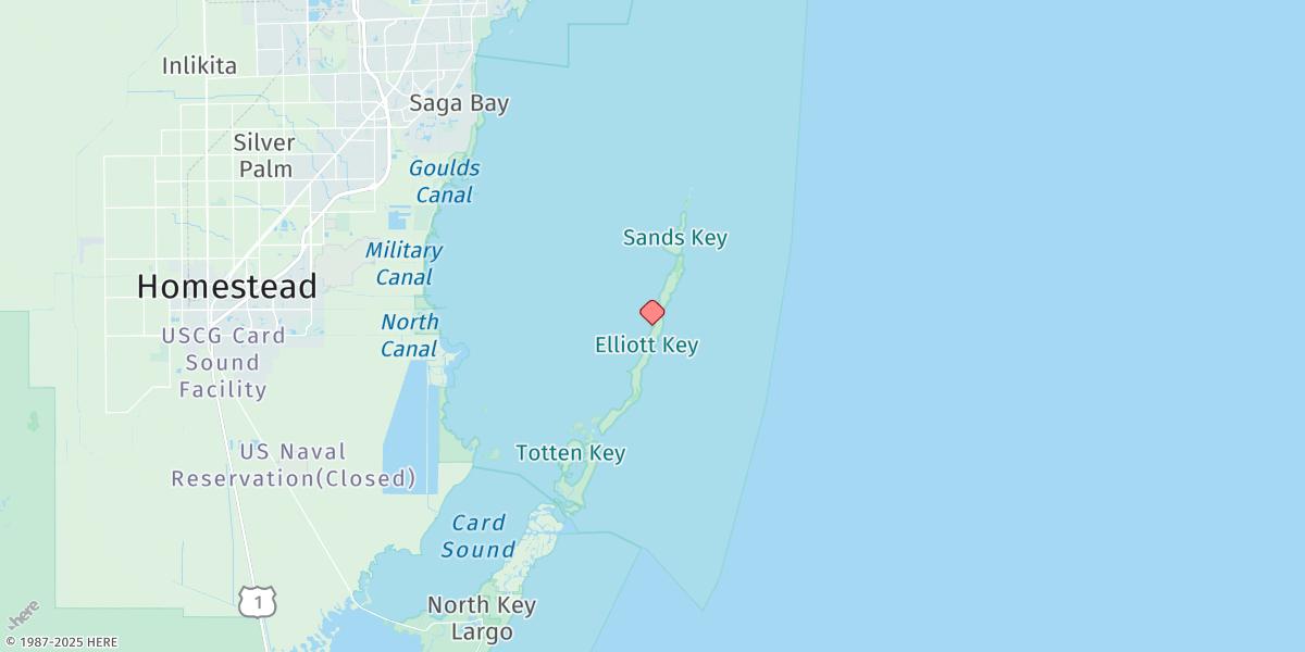 Map of Elliott Key Harbor, Elliott Key, Biscayne Bay