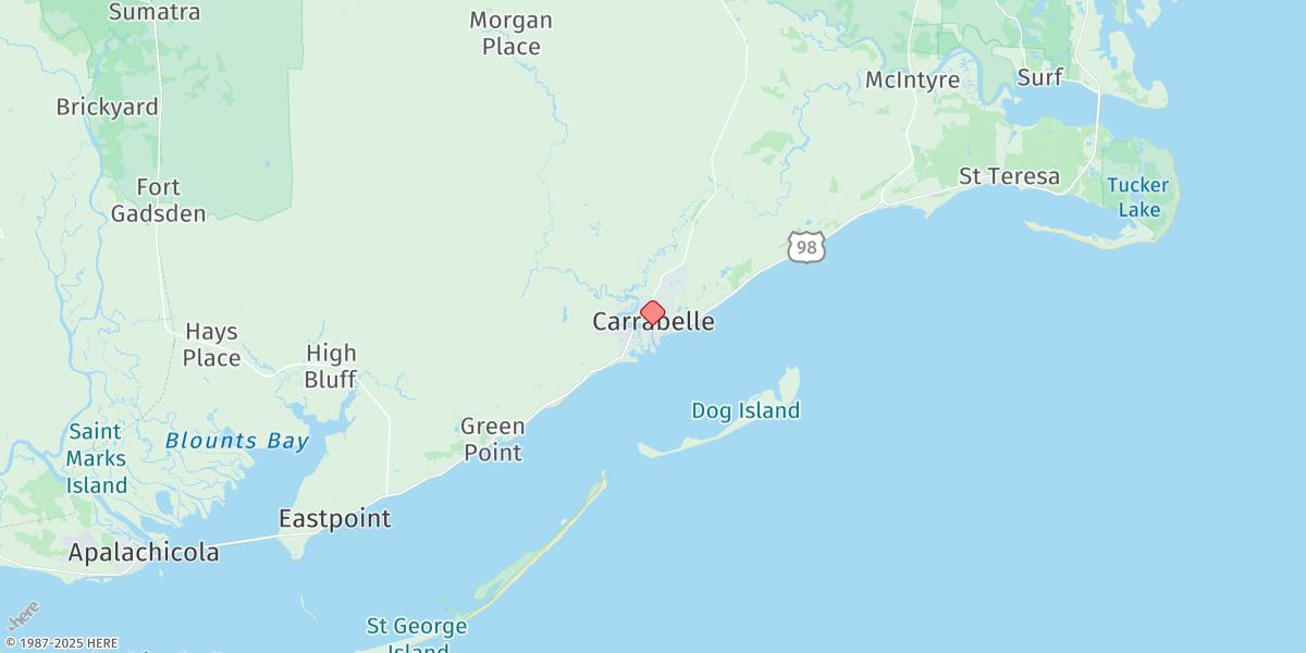 Map of Carrabelle, Carrabelle River