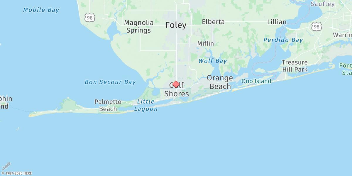 Map of Gulf Shores, Icww