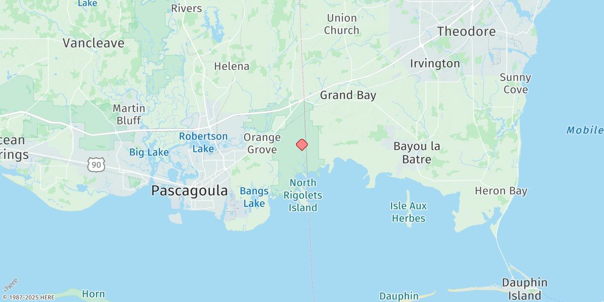 Map of Grand Bay Nerr, Mississippi Sound