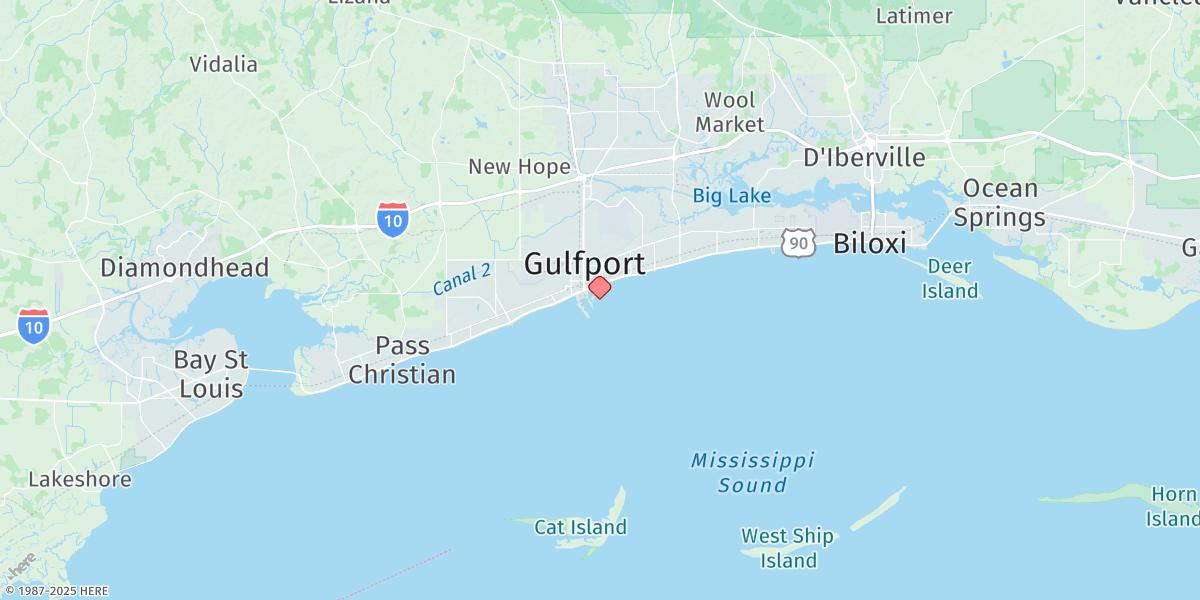 Map of Gulfport Harbor, Mississippi Sound