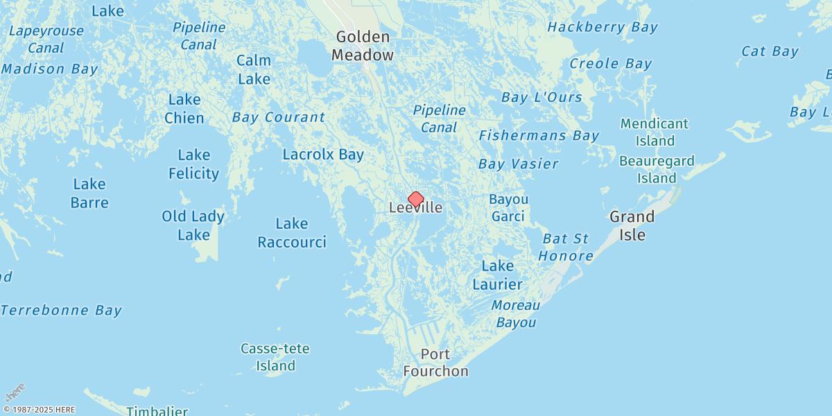 Map of Leeville, Bayou Lafourche