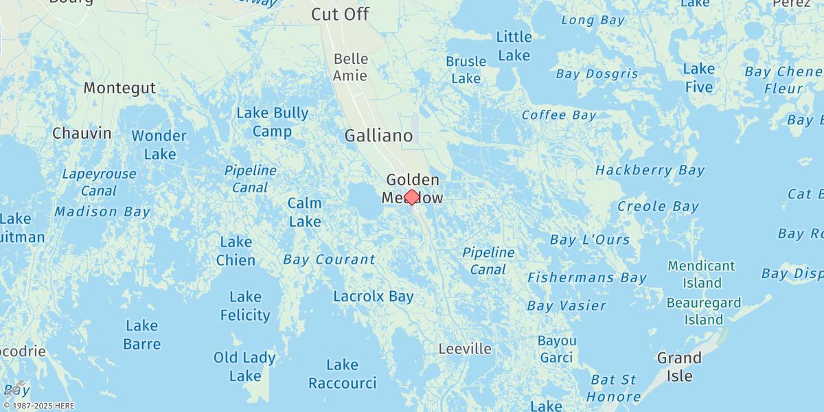 Map of Golden Meadow, Plaisance Canal