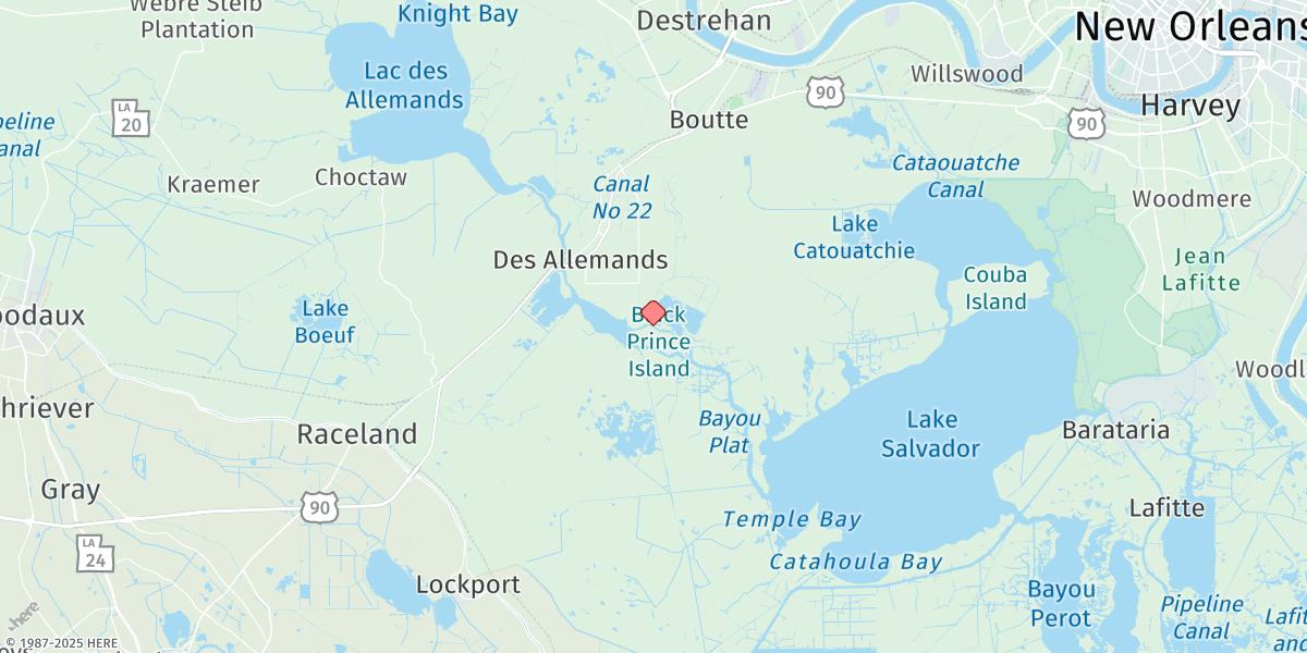 Map of West Bank 1, Bayou Gauche