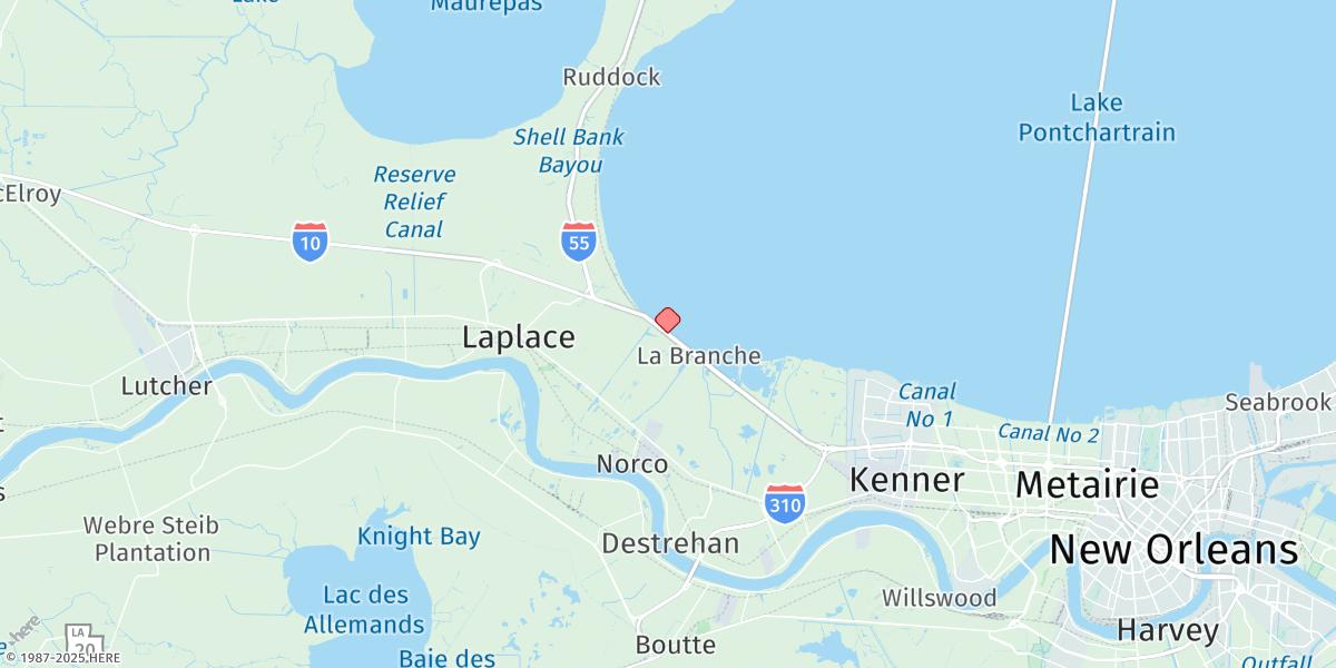Map of I-10 Bonnet Carre Floodway