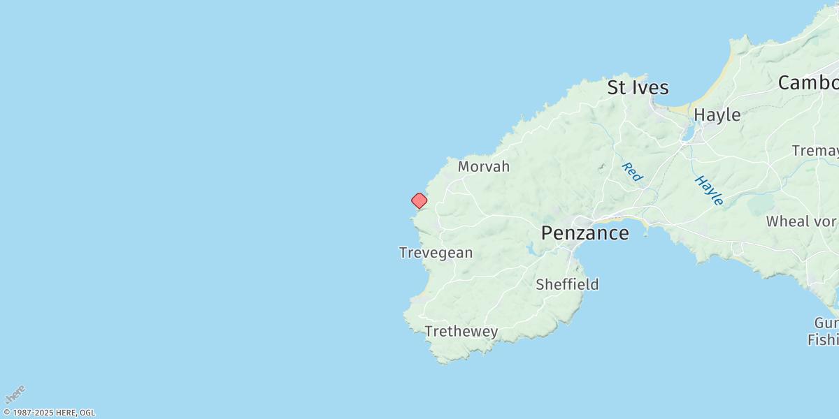 Map of Cape Cornwall, England