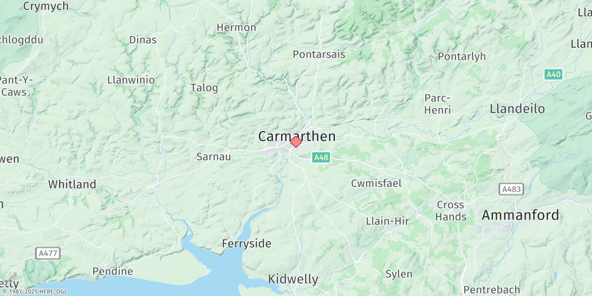 Map of Carmarthen