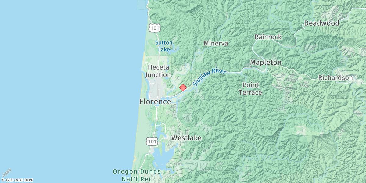 Map of Cushman, Suislaw River