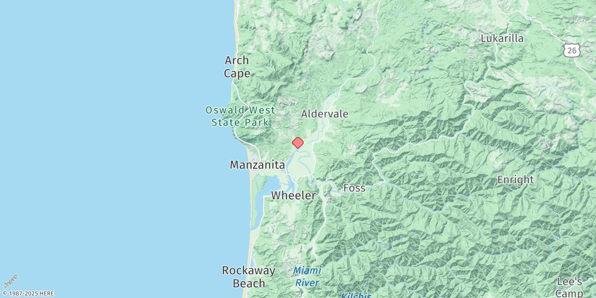 Map of North Fork, Nehalem River