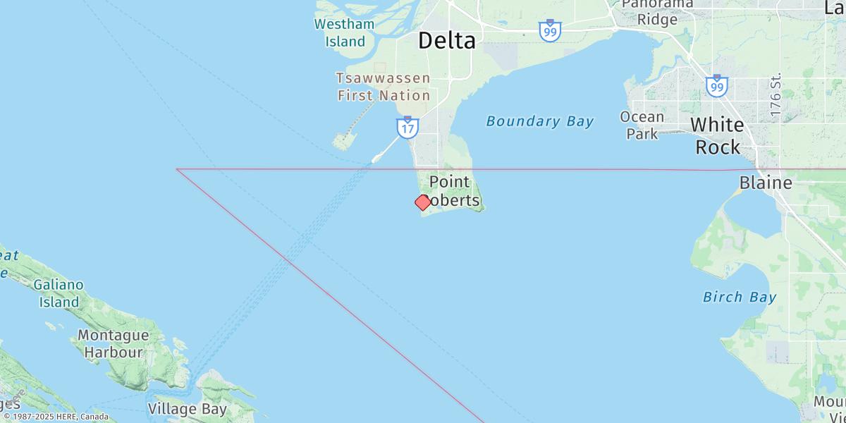 Map of Point Roberts, Puget Sound