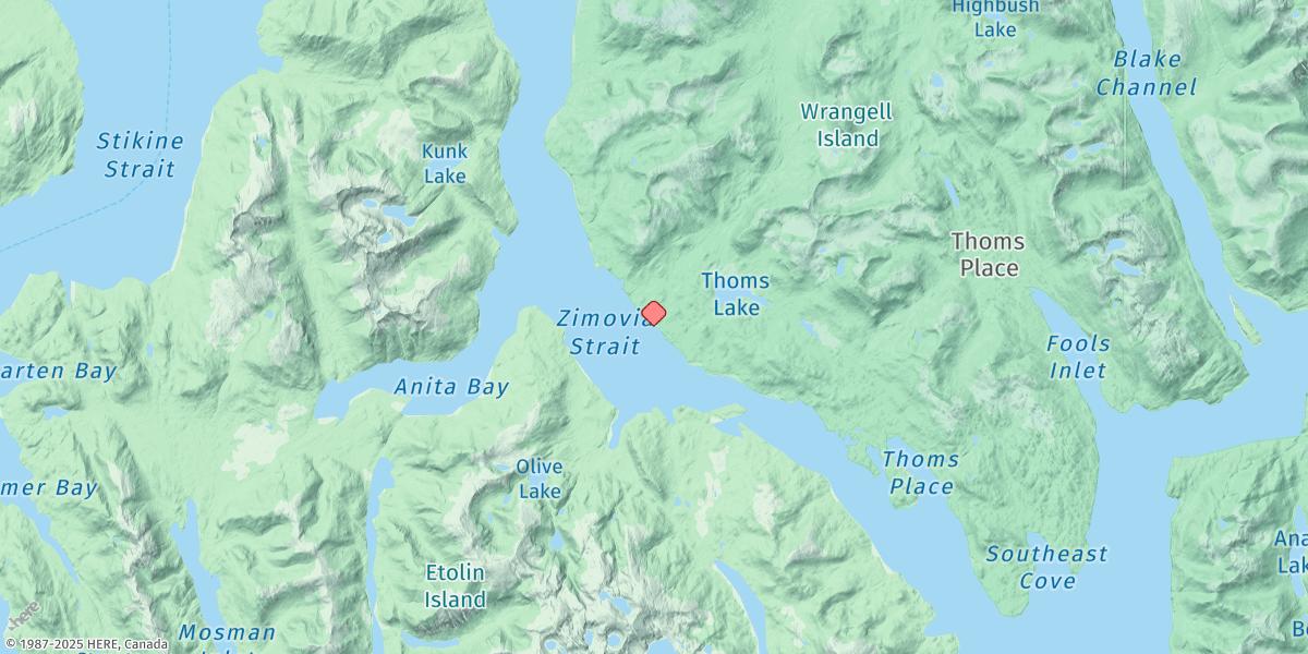 Map of Village Rock, Zimovia Strait