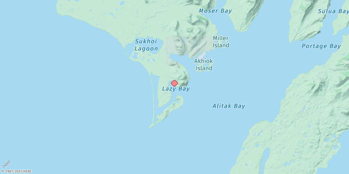 Map of Alitak, Lazy Bay