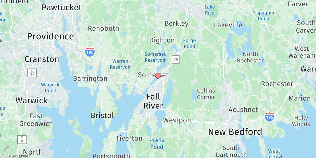 Map of Steep Brook, Taunton River