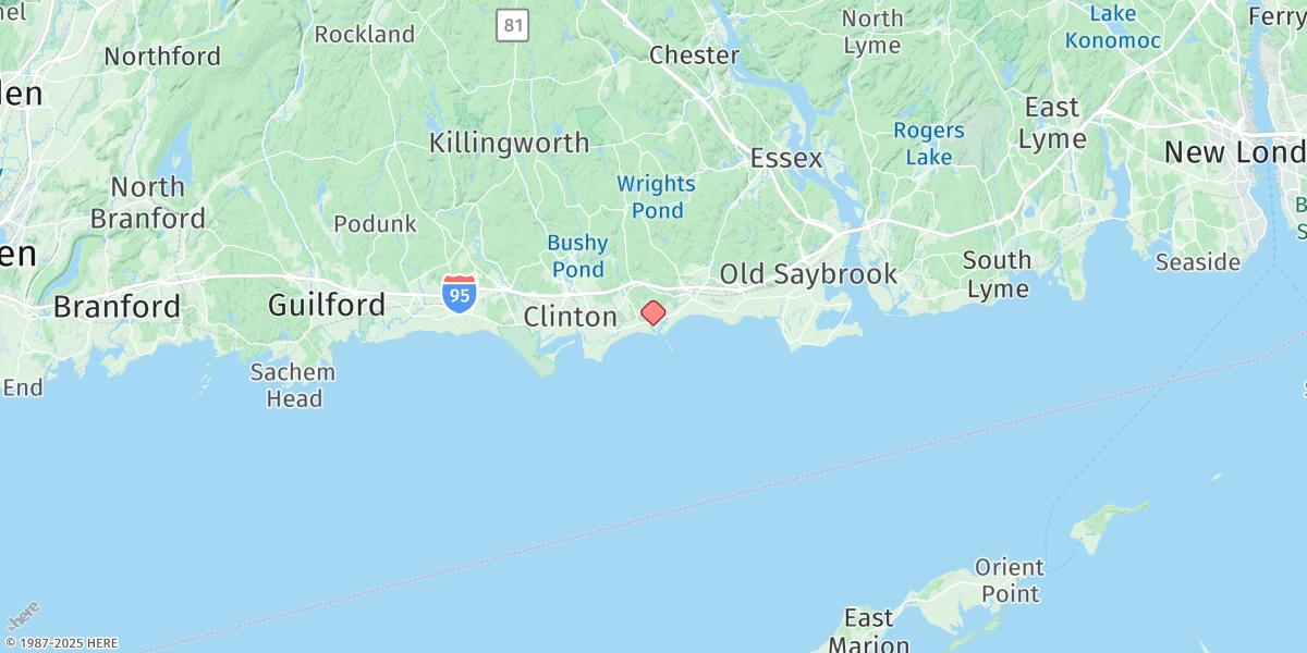 Map of Westbrook, Duck Island Roads