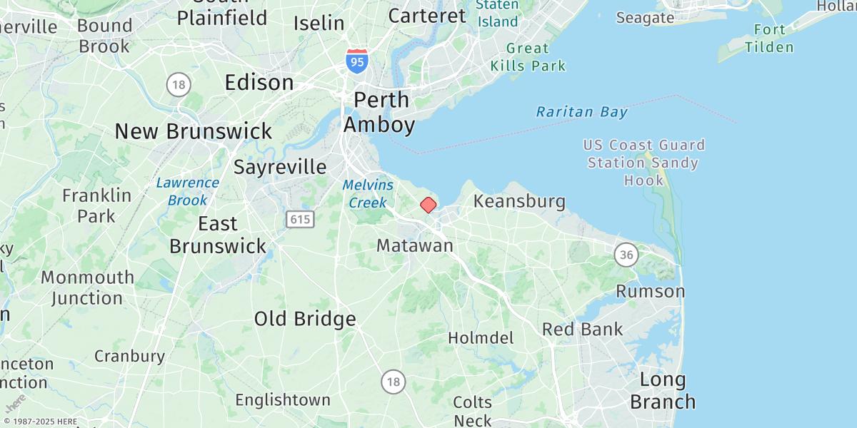 Map of Matawan Creek, Route 35 Bridge