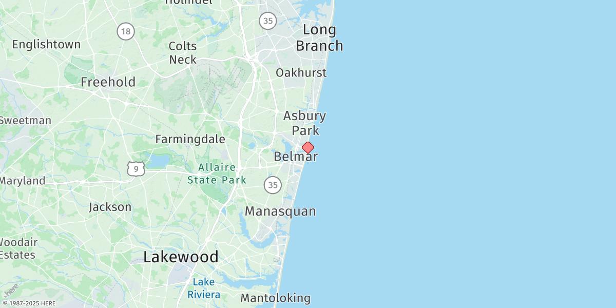 Map of Belmar, Atlantic Ocean